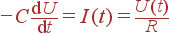 -C \frac{{\rm d}U}{{\rm d}t} = I(t) = \frac{U(t)}{R}