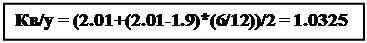 Подпись: Кв/у = (2.01+(2.01-1.9)*(6/12))/2 = 1.0325